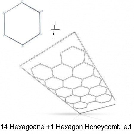14 hexagoane led honeycomb - Set led tavan honeycomb 14 hexagoane + 1 hexagon