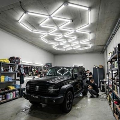 5 hexagoane led honeycomb - Tavan led honeycomb 7 hexagoane led 256w 385x167cm