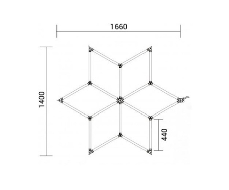 Tavan LED 6 hexagoane 166 x 140 cm 126W [1]