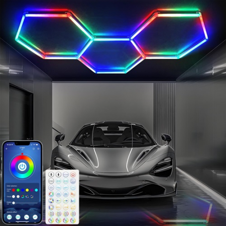 3 hexagoane led honeycomb - Tavan led RGB Dream 3 hexagoane 126w