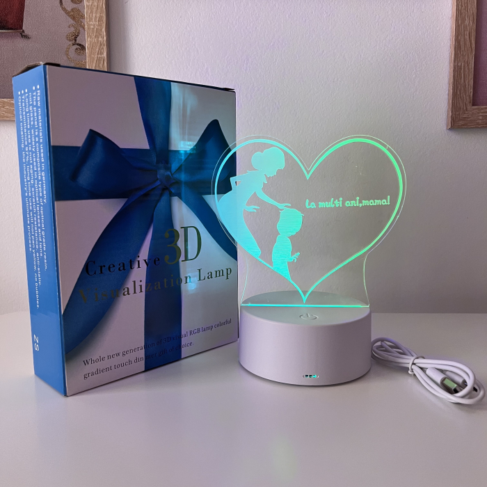 Lampa de veghe 3D LED baietel, La multi ani, mama! [3]