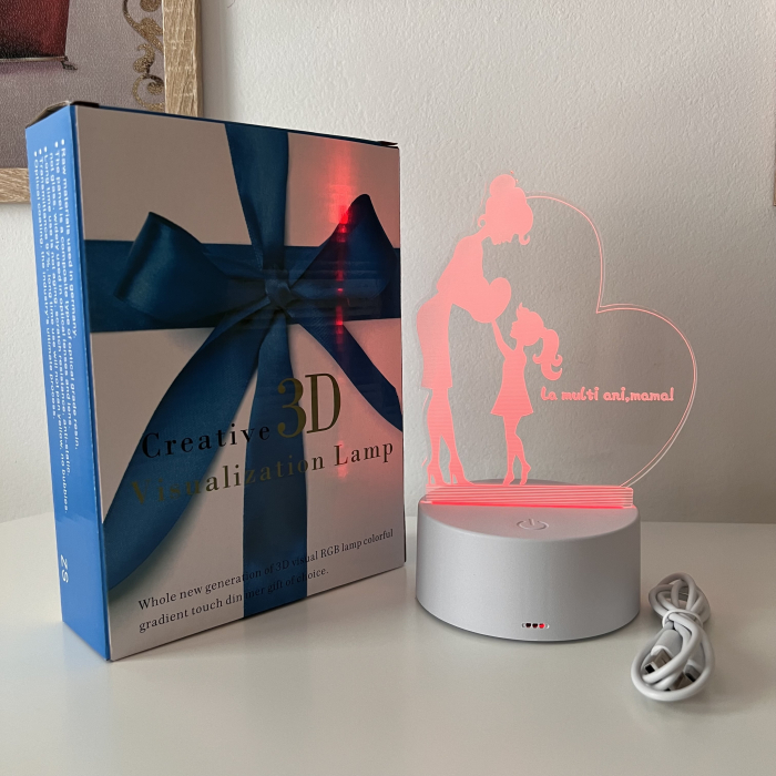 Lampa de veghe 3D LED fetita, La multi ani, mama! [4]