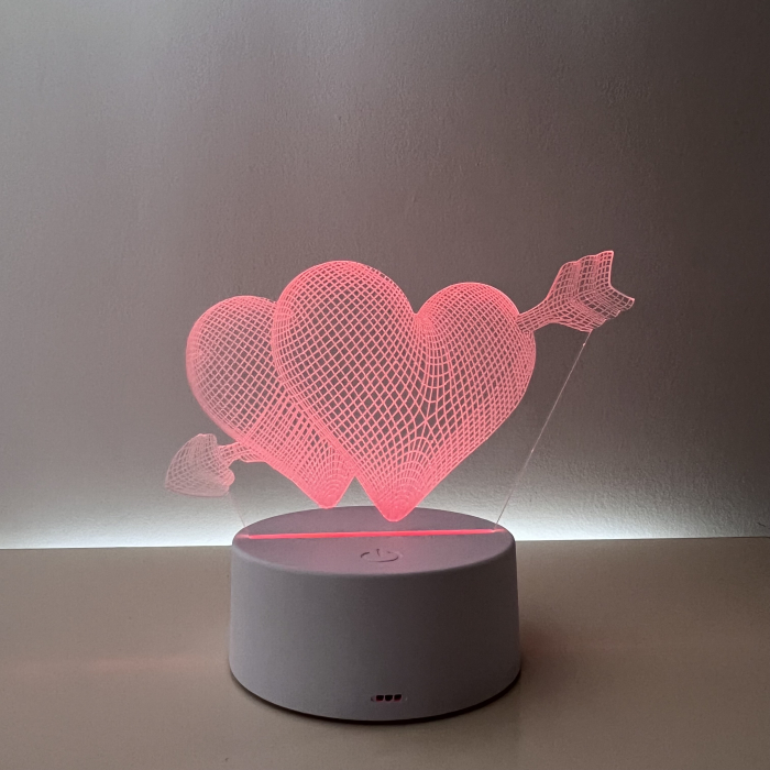 Lampa de veghe 3D LED, Inimioare [1]
