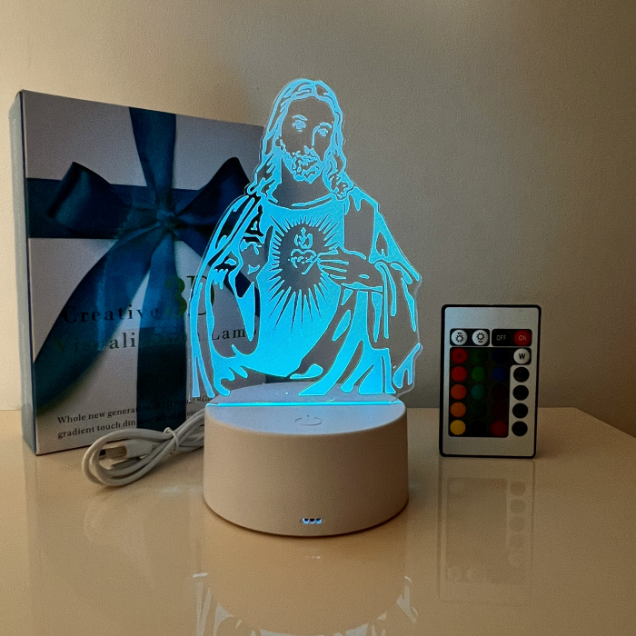 Lampa de veghe 3D LED, Isus Hristos [3]