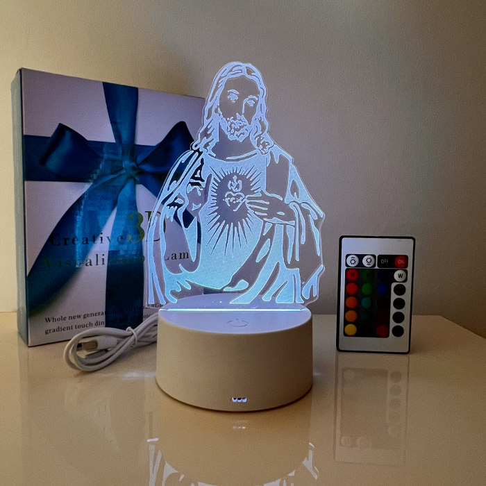 Lampa de veghe 3D LED, Isus Hristos [4]