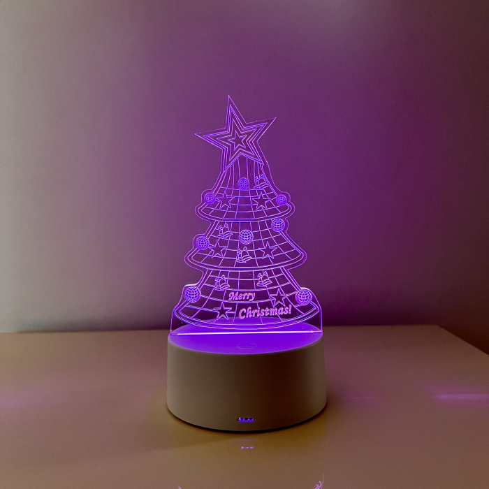 Lampa de veghe 3D LED, personalizata Brad de Craciun [2]