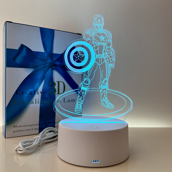 Lampa de veghe 3D LED, personalizata Captain America [3]