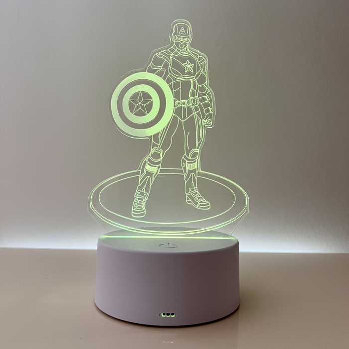 Lampa de veghe 3D LED, personalizata Captain America [2]