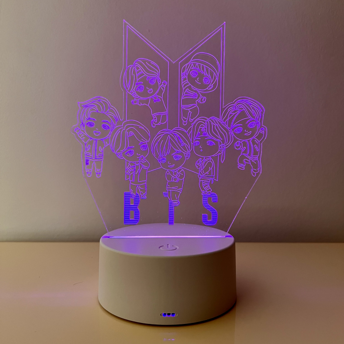 Lampa de veghe 3D LED, personalizata cu formatia BTS [2]