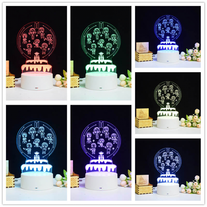Lampa de veghe 3D LED personalizata, formatia BTS Mini [7]