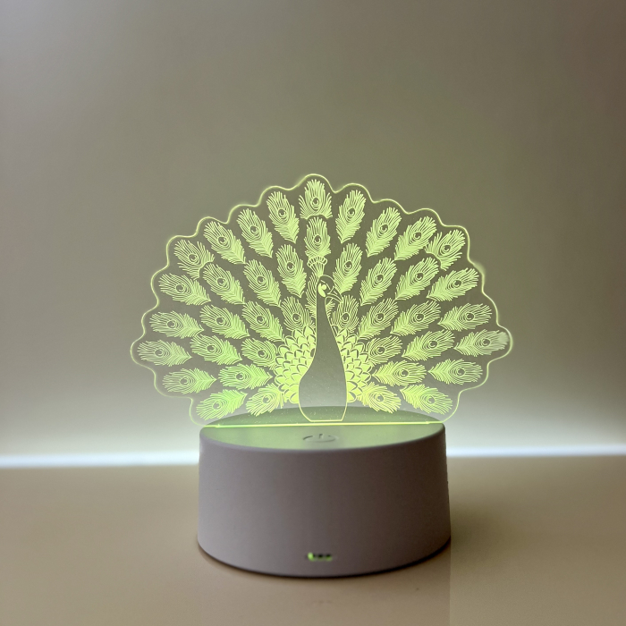 Lampa de veghe 3D LED, personalizata Paun [3]