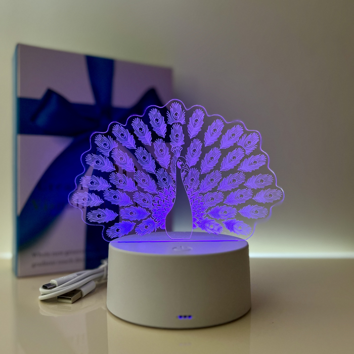 Lampa de veghe 3D LED, personalizata Paun [5]