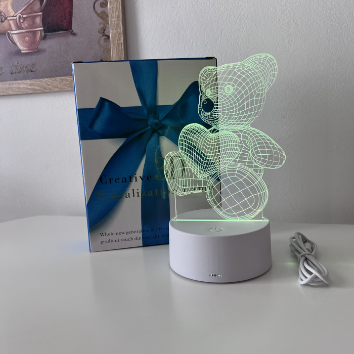 Lampa de veghe 3D LED, Ursuleț cu inimioară [4]