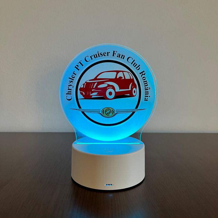 Lampa de veghe LED, personalizare corporate- Chrysler PT Cruiser Fan Club Romania, Alimentare USB sau 3 baterii AA - ILUMISHOP [2]