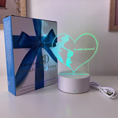 Lampa de veghe 3D LED baietel, La multi ani, mama! [2]