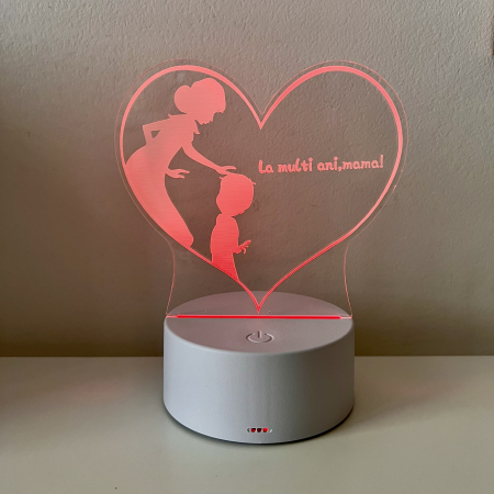 In dar de Martisor - Lampa de veghe 3D LED baietel, La multi ani, mama!