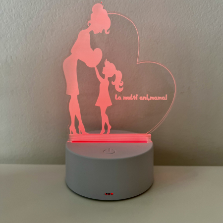 Lampa de veghe 3D LED fetita, La multi ani, mama! [2]
