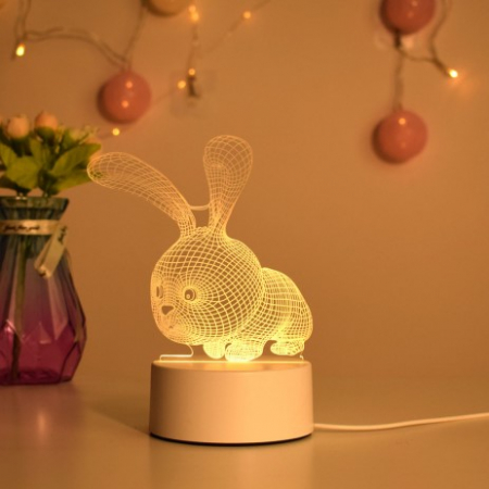 Lampi de veghe 3D - Lampa de veghe 3D LED, Iepuraș