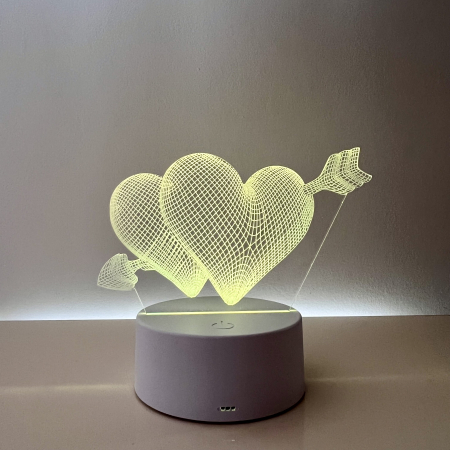 Lampa de veghe 3D LED, Inimioare [1]