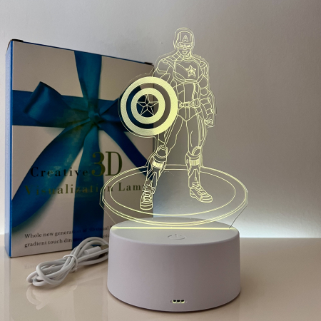 Lampa de veghe 3D LED, personalizata Captain America [3]