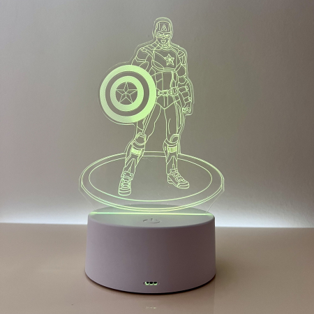 Lampa de veghe 3D LED, personalizata Captain America [1]