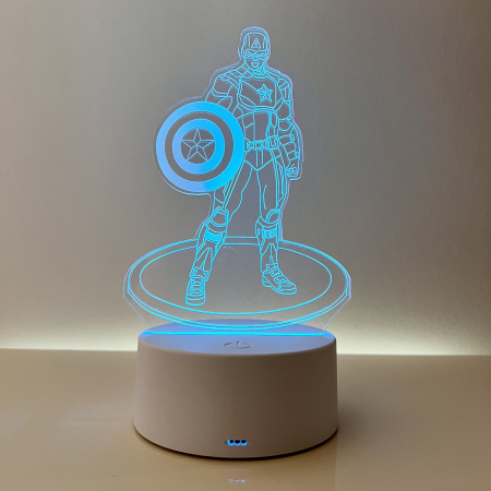 Produse - Lampa de veghe 3D LED, personalizata Captain America