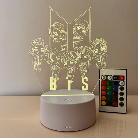 Lampa de veghe 3D LED, personalizata cu formatia BTS [3]