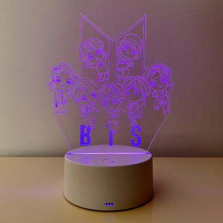 Lampa de veghe 3D LED, personalizata cu formatia BTS [1]