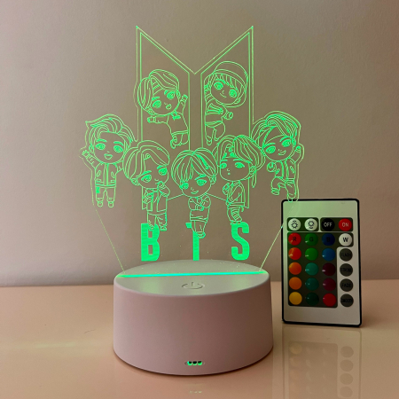 Lampa de veghe 3D LED, personalizata cu formatia BTS [2]