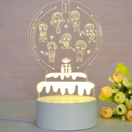 Lampi de veghe pentru baieti - Lampa de veghe 3D LED personalizata, formatia BTS Mini