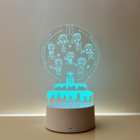 Lampa de veghe 3D LED personalizata, formatia BTS Mini [2]