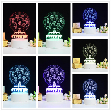 Lampa de veghe 3D LED personalizata, formatia BTS Mini [6]