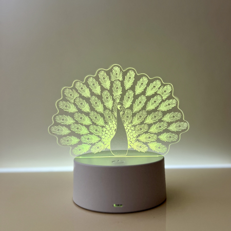Lampa de veghe 3D LED, personalizata Paun [2]