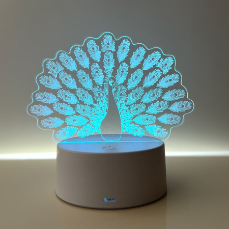 Lampa de veghe 3D LED, personalizata Paun [1]