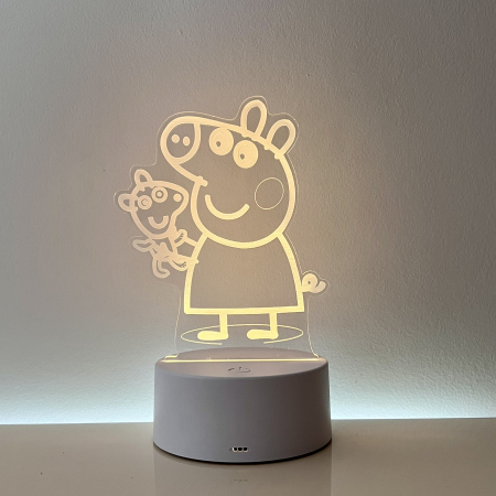 Produse - Lampa de veghe 3D LED, personalizata Purcelusa Peppa