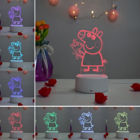 Lampa de veghe 3D LED, personalizata Purcelusa Peppa [2]