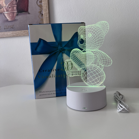 Lampa de veghe 3D LED, Ursuleț cu inimioară [3]