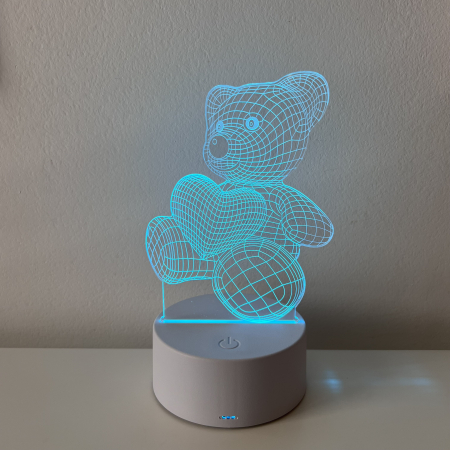 In dar de Martisor - Lampa de veghe 3D LED, Ursuleț cu inimioară