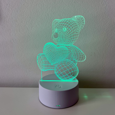 Lampa de veghe 3D LED, Ursuleț cu inimioară [1]