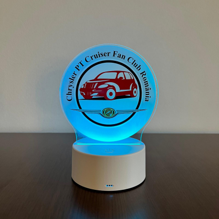 Lampa de veghe LED, personalizare corporate- Chrysler PT Cruiser Fan Club Romania, Alimentare USB sau 3 baterii AA - ILUMISHOP [1]