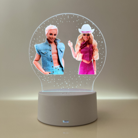 In dar de Martisor - Lampa de veghe LED, personalizata Barbie si Ken