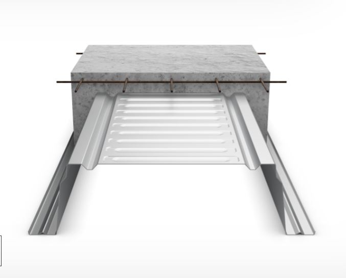Corroborating permanent formwork made of steel sheets for concrete screeds [11]