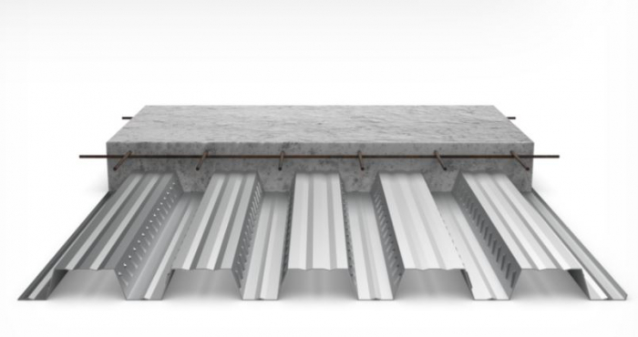 Corroborating permanent formwork made of steel sheets for concrete screeds [10]