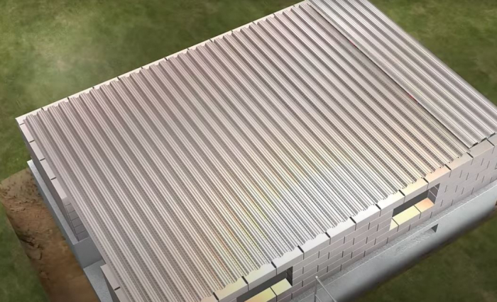 Corroborating permanent formwork made of steel sheets for concrete slabs [7]