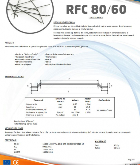 Metal fibers and polypropylene concrete reinforcement [10]