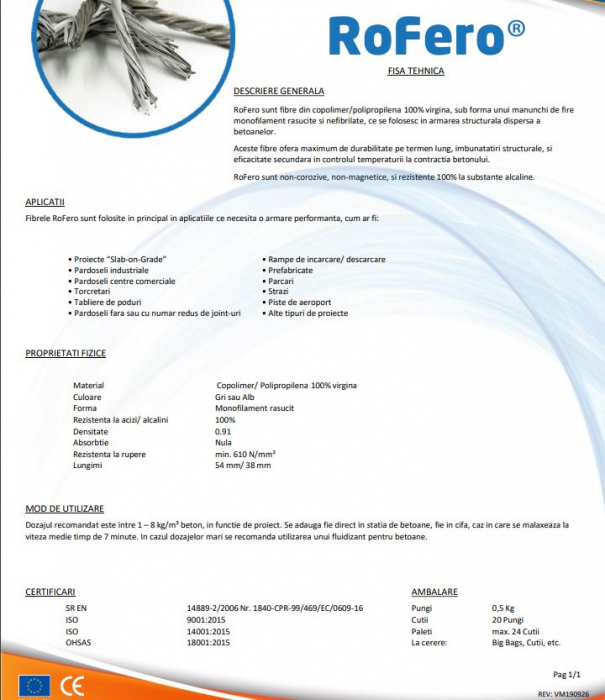 Metal fibers and polypropylene concrete reinforcement [8]