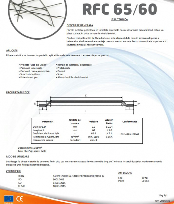 Metal fibers and polypropylene concrete reinforcement [11]