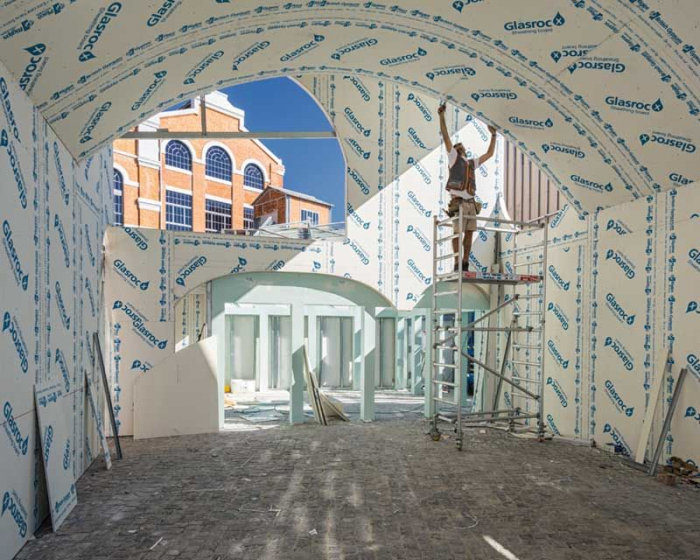Plaster with fiberglass Glasroc [10]