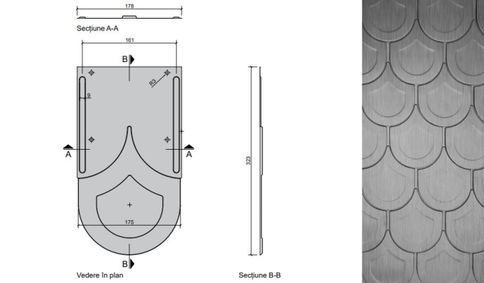 Invelitoare romb  Aluminiu texturat Invelitoara falt - Aluminiu 0,7 mm texturat Invelitoara falt -  Aluminiu 0,7 mm texturat tabla sistem acoperis, solzi tigla metalica click [7]