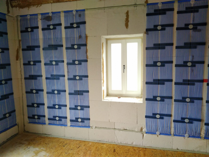 Ground heat exchanger and capillary heating and cooling through floors, walls, ceilings [19]